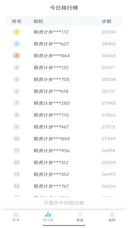 萌虎计步界面展示